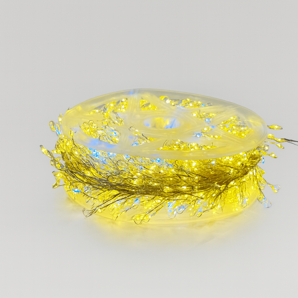 Гирлянда МИШУРА провод зел 30м, 1000 LED тепло белый+1флеш син