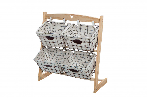 Широкий стеллаж с корзинами (4 шт)