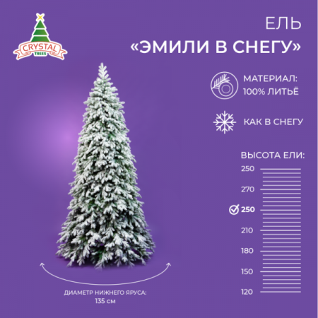 Ель ЭМИЛИ зеленая в снегу 250 см