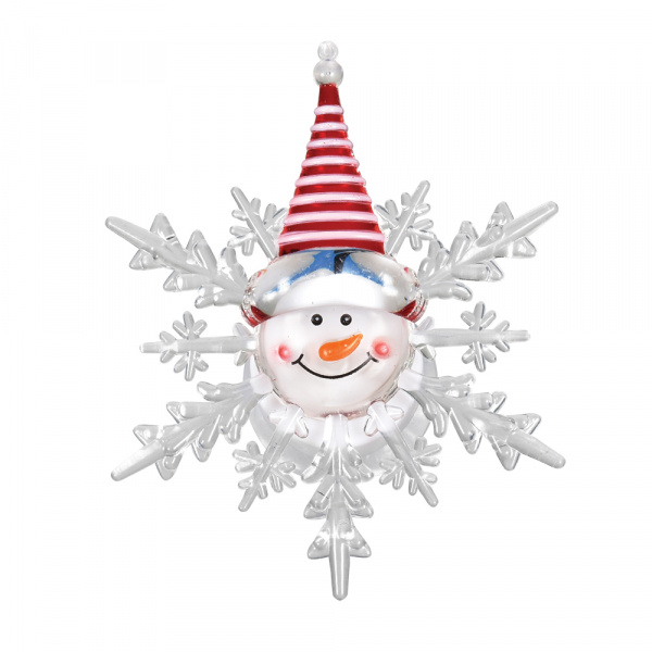 Фигурка "Снеговик" светодиодная на присоске 10*12 см, меняет цвет, с батарейкой /48