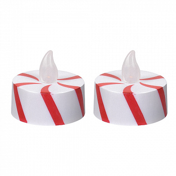 Свеча "Леденец" чайная светодиодная, 3,8*4 см, 2 шт, с батарейкой /60