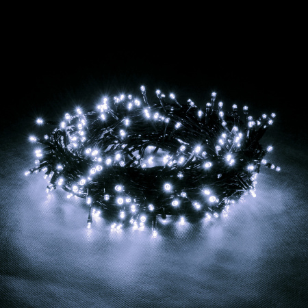 Электрогирлянда "Нить" 50 холодных LED ламп, контроллер 8 режимов, зеленый провод, 5 м, 220 v /20