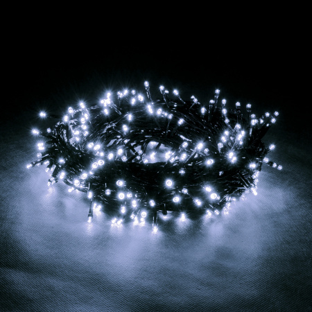 Электрогирлянда "Нить" 100 холодных LED ламп, контроллер 8 режимов, зеленый провод, 10 м, 220 v /20