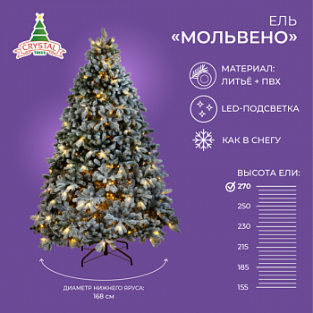 Ель МОЛЬВЕНО в снегу с вплетенной гирляндой 60 см