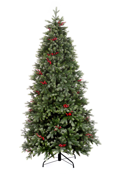 Она такая одна!В нашей коллекции заснеженная ель с ягодами только одна. И она из премиум-коллекции. Стройная и высокая, прекрасно впишется в небольшие помещения.Снег на дереве еле заметен. Мы создали эффект, будто он только что выпал. Пушистый и настоль