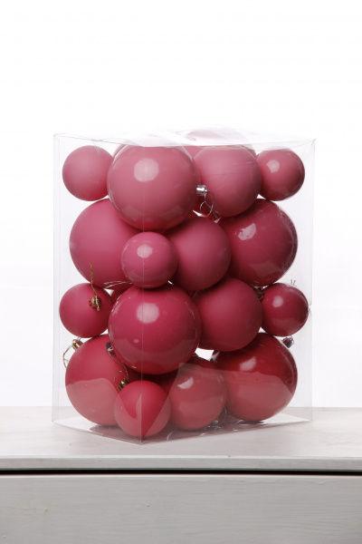 Набор шаров 6, 8, 10 СМ пластик, матовый/глянцевый цвет 310/16/17/18, 24шт